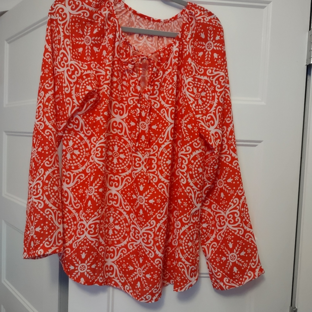 Ladies Red bandana print blouse